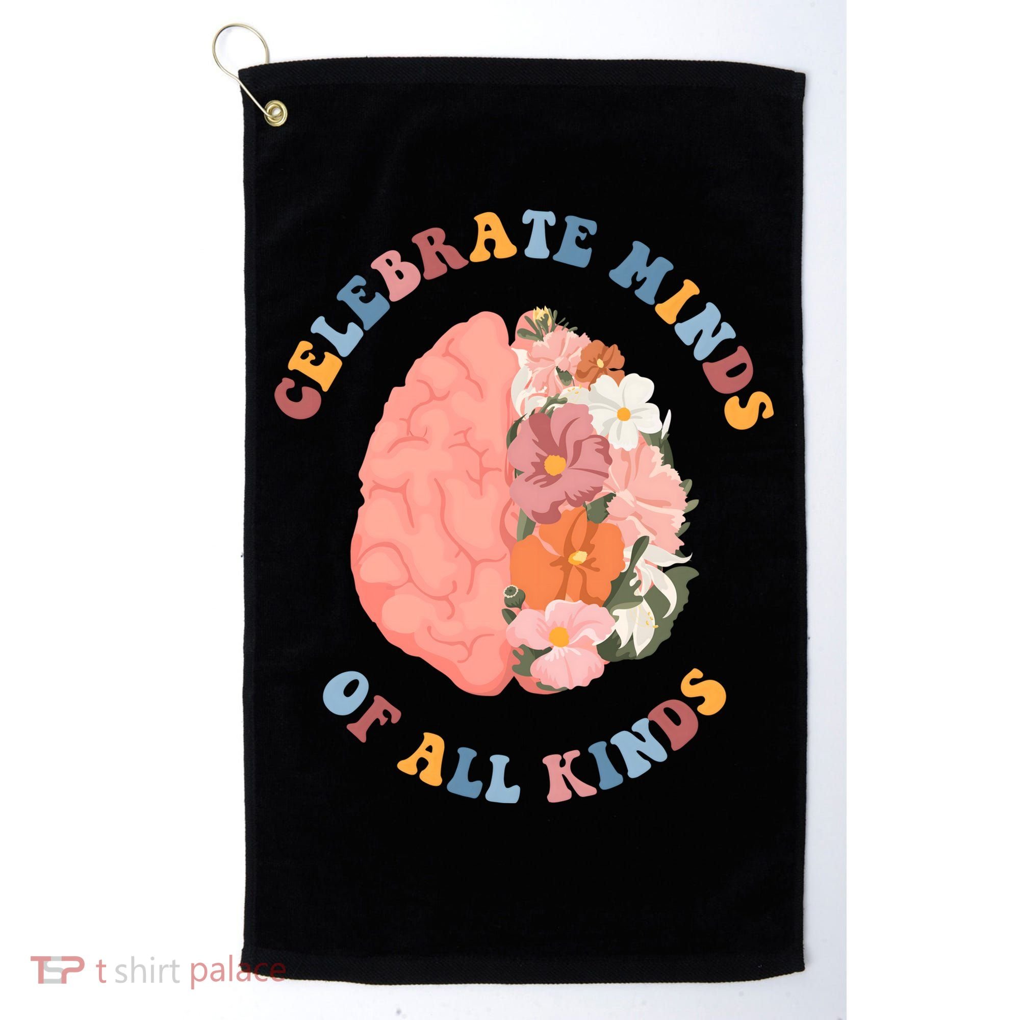 Celebrate Minds Of All Kinds Floral Brain Golf Towel