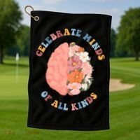 Celebrate Minds Of All Kinds Floral Brain Golf Towel thumb 1