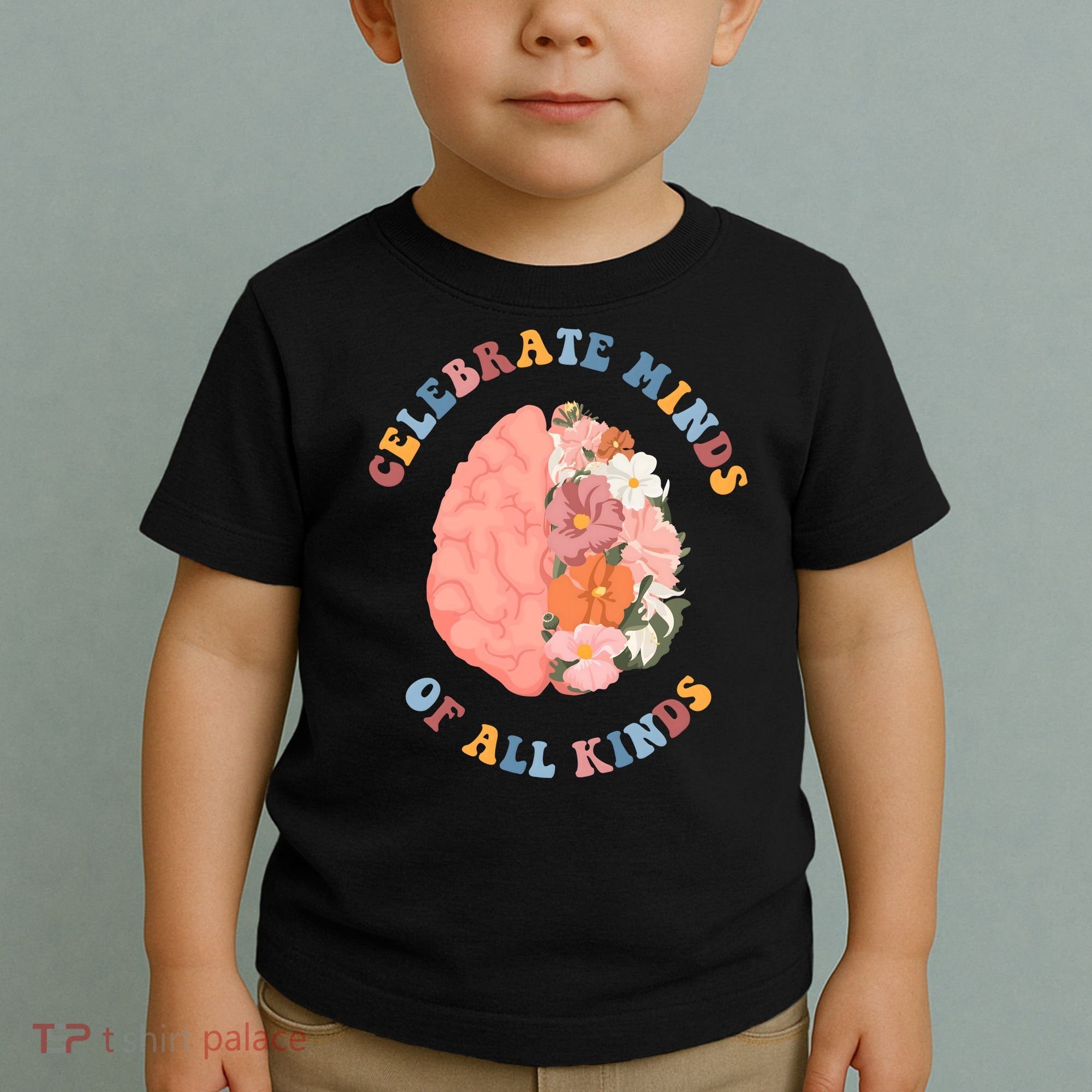 Celebrate Minds Of All Kinds Floral Brain Toddler T-Shirt