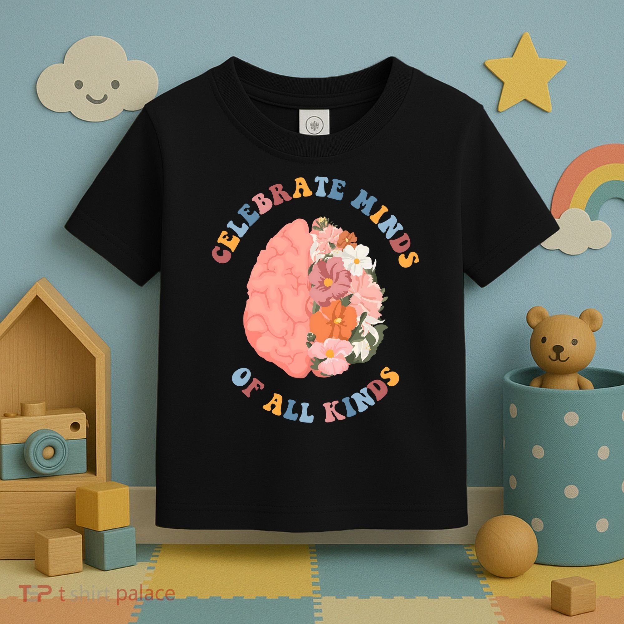 Celebrate Minds Of All Kinds Floral Brain Toddler T-Shirt
