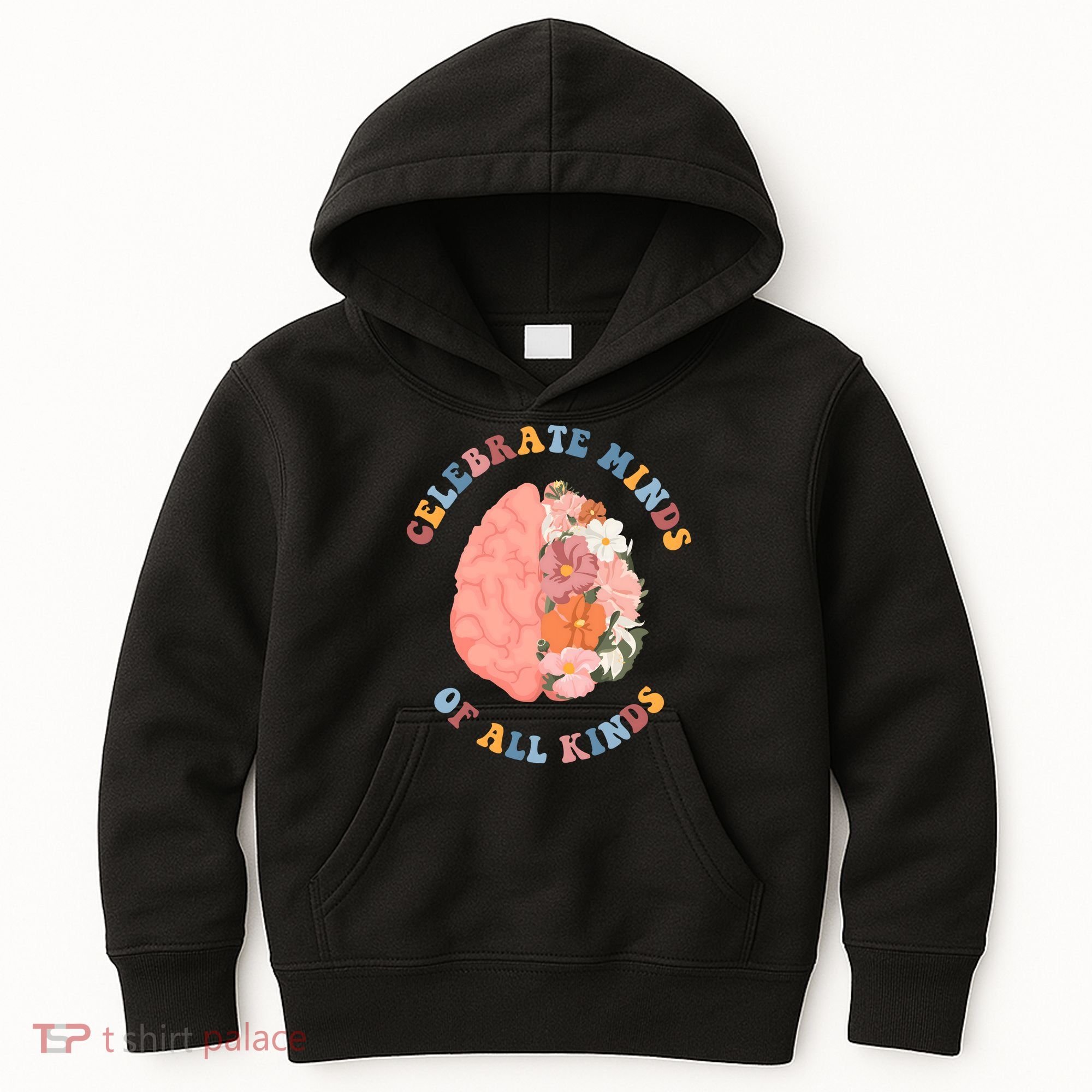 Celebrate Minds Of All Kinds Floral Brain Kids Hoodie