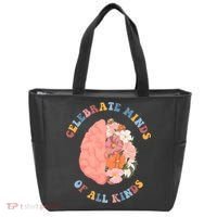 Celebrate Minds Of All Kinds Floral Brain Tote Bag thumb 0