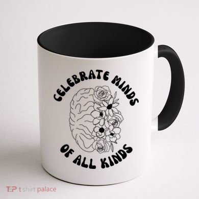 Celebrate Minds Of All Kinds Floral Brain Coffee Mug back