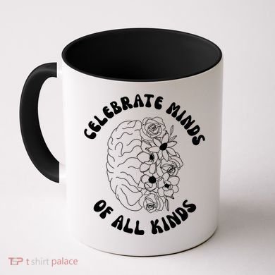 Celebrate Minds Of All Kinds Floral Brain Coffee Mug