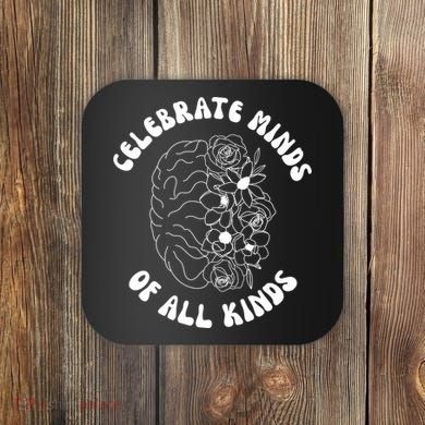 Celebrate Minds Of All Kinds Floral Brain Coaster