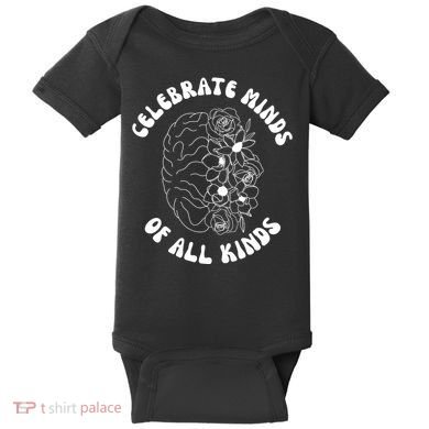 Celebrate Minds Of All Kinds Floral Brain Baby Bodysuit