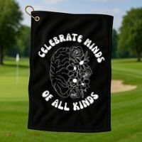 Celebrate Minds Of All Kinds Floral Brain Golf Towel thumb 1