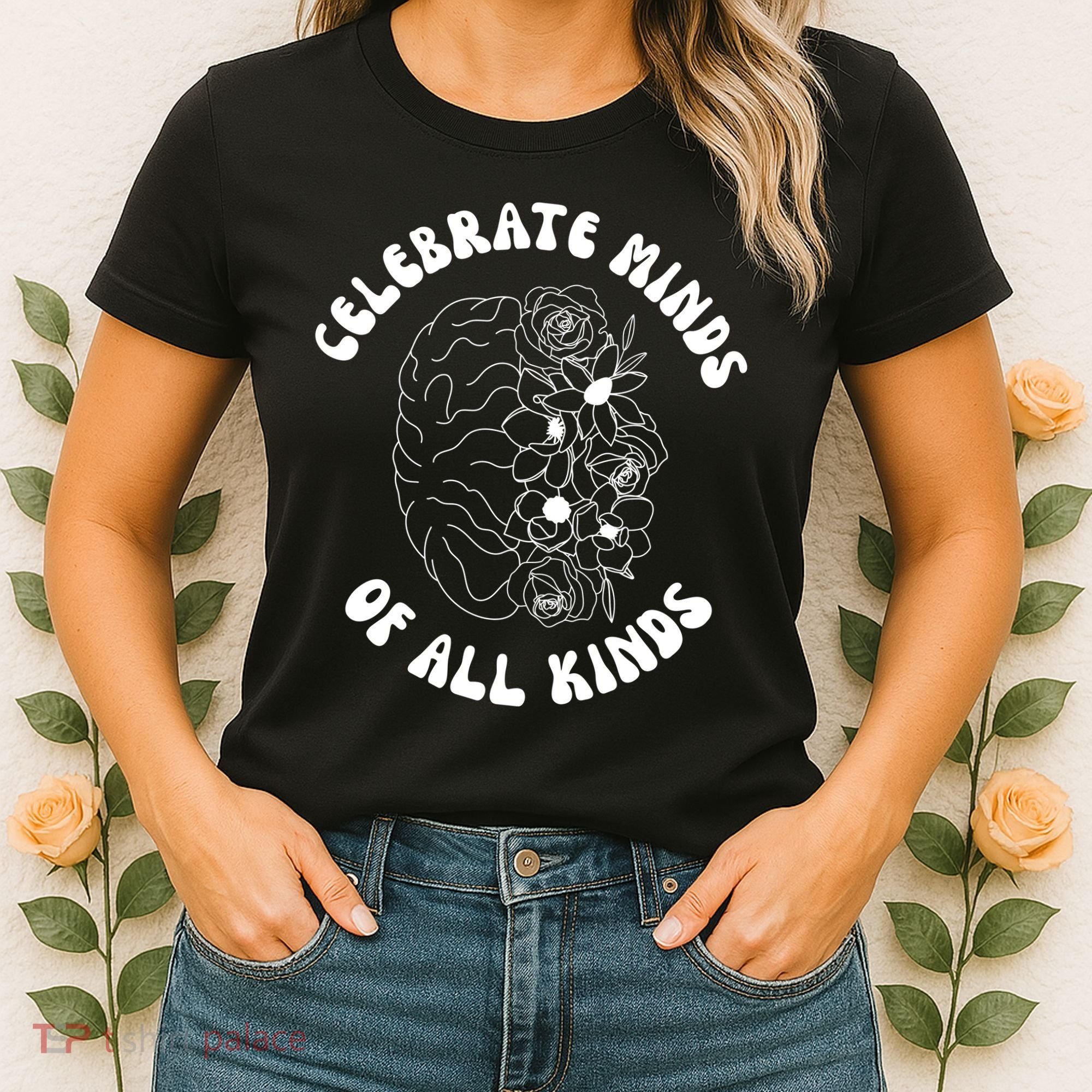 Celebrate Minds Of All Kinds Floral Brain Women's T-Shirt
