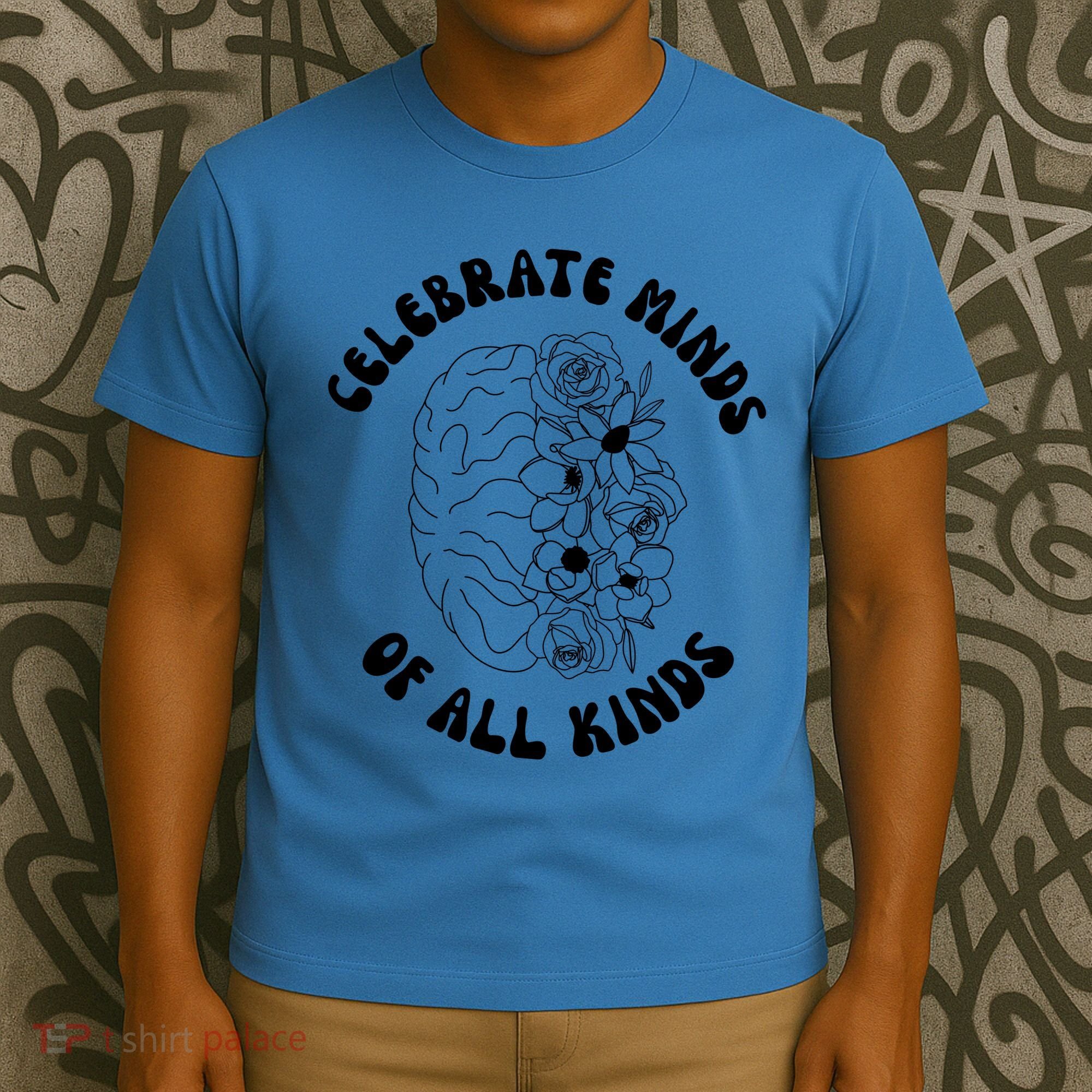 Celebrate Minds Of All Kinds Floral Brain T-Shirt
