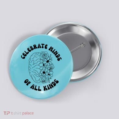Celebrate Minds Of All Kinds Floral Brain Button