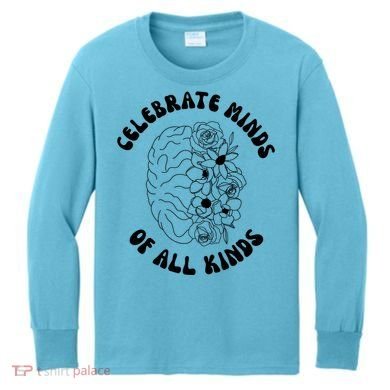 Celebrate Minds Of All Kinds Floral Brain Kids Long Sleeve Shirt