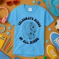 Celebrate Minds Of All Kinds Floral Brain Kids T-Shirt thumb 3