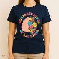 Celebrate Minds Of All Kinds Flowers Be Kind The Mind T-Shirt thumb 4