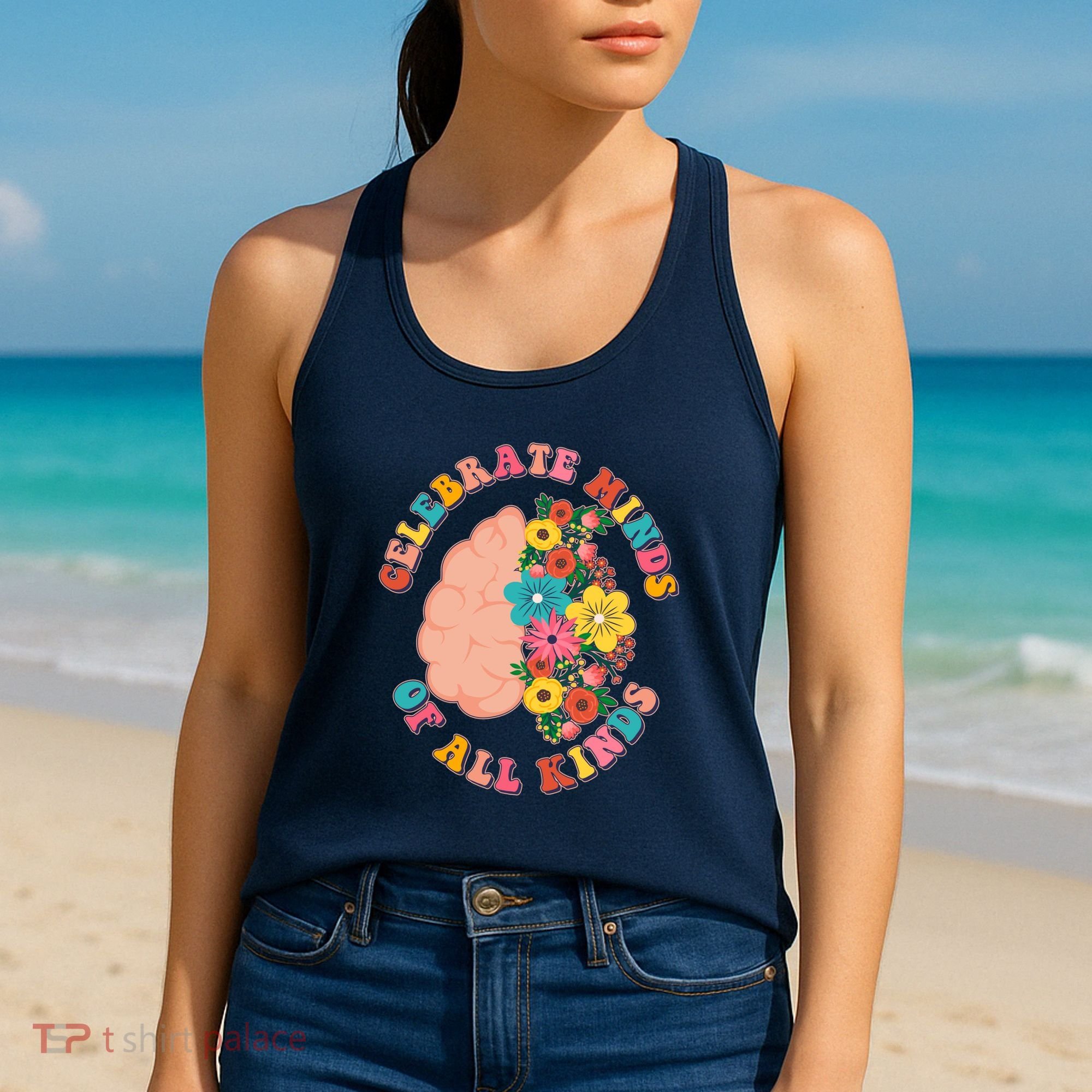 Celebrate Minds Of All Kinds Flowers Be Kind The Mind Women's Tank Top