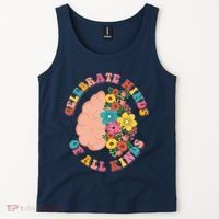 Celebrate Minds Of All Kinds Flowers Be Kind The Mind Tank Top thumb 2