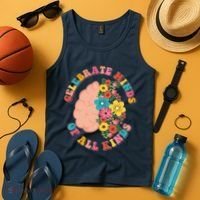 Celebrate Minds Of All Kinds Flowers Be Kind The Mind Tank Top thumb 4