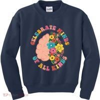 Celebrate Minds Of All Kinds Flowers Be Kind The Mind Kids Sweatshirt thumb 0