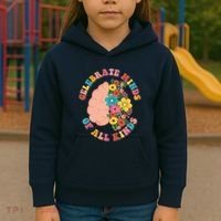 Celebrate Minds Of All Kinds Flowers Be Kind The Mind Kids Hoodie thumb 3