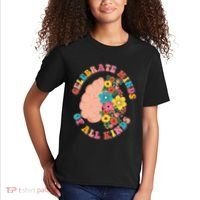 Celebrate Minds Of All Kinds Flowers Be Kind The Mind Kids T-Shirt thumb 2