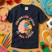 Celebrate Minds Of All Kinds Flowers Be Kind The Mind Kids T-Shirt thumb 3