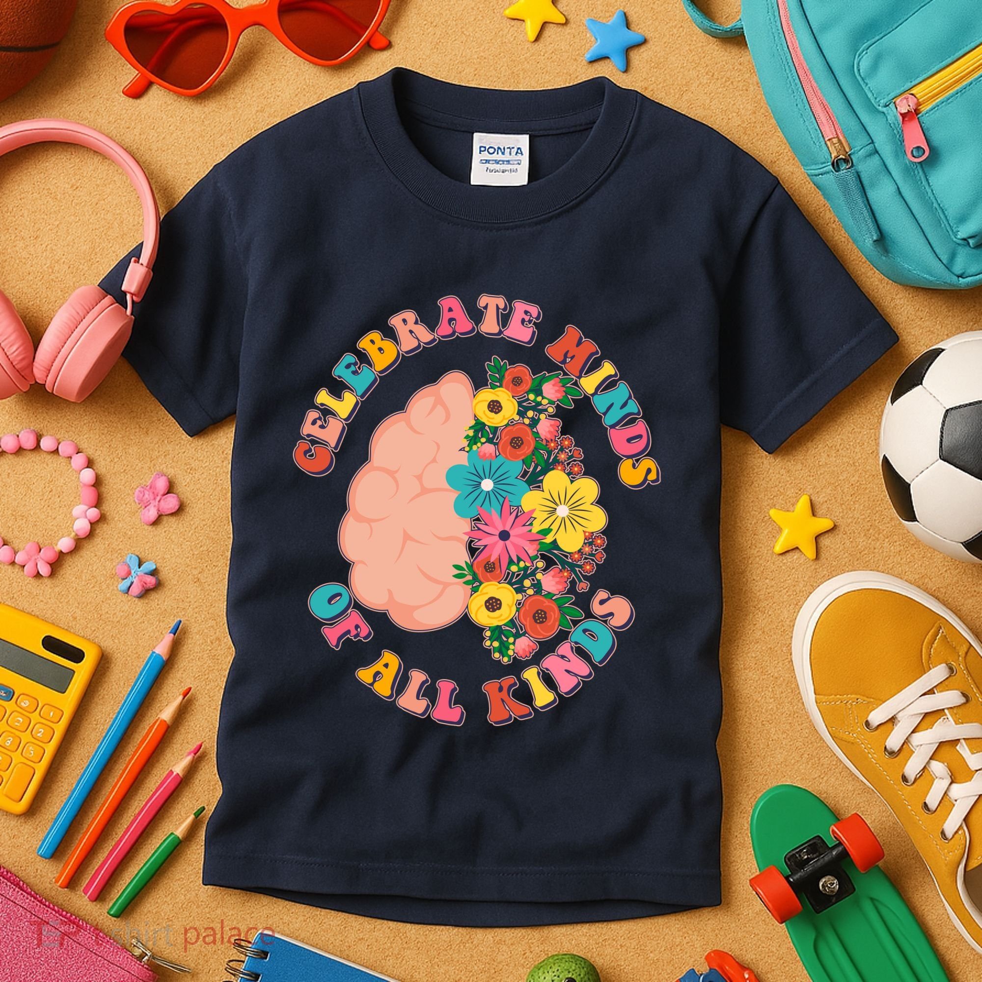 Celebrate Minds Of All Kinds Flowers Be Kind The Mind Kids T-Shirt