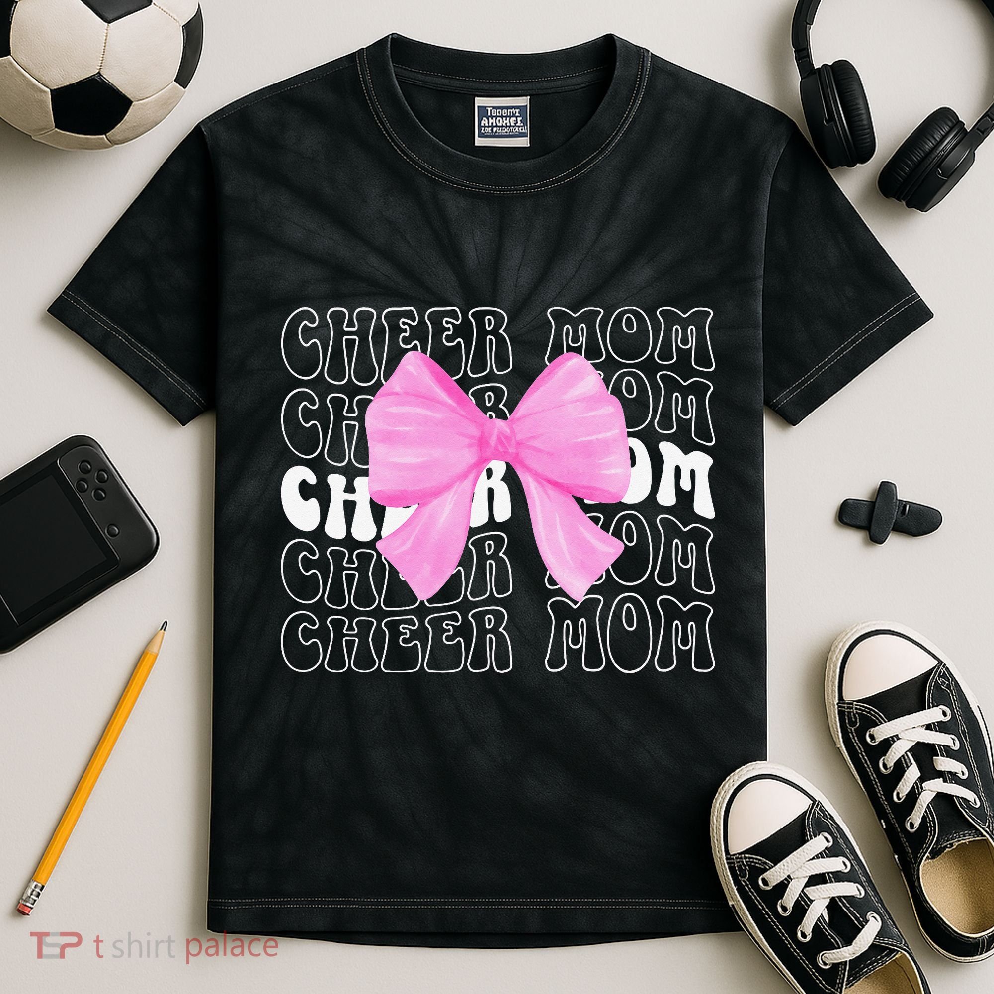 Cheer Mom Of A Cheerleader Mama Cheerleading Mom Coquette Kids Tie-Dye T-Shirt