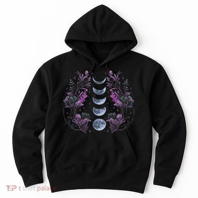 Celestial Moon Phase Boho Wildflowers Zodiac Witchcore Hoodie