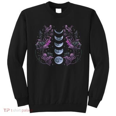 Celestial Moon Phase Boho Wildflowers Zodiac Witchcore Sweatshirt