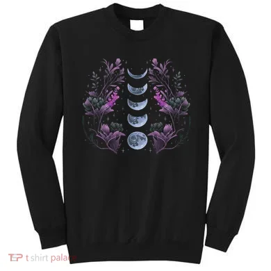 Celestial Moon Phase Boho Wildflowers Zodiac Witchcore Sweatshirt
