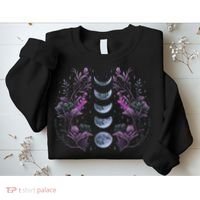 Celestial Moon Phase Boho Wildflowers Zodiac Witchcore Sweatshirt thumb 2