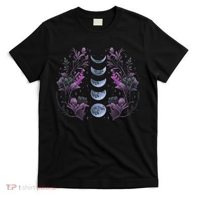 Celestial Moon Phase Boho Wildflowers Zodiac Witchcore T-Shirt