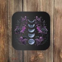 Celestial Moon Phase Boho Wildflowers Zodiac Witchcore Coaster thumb 0
