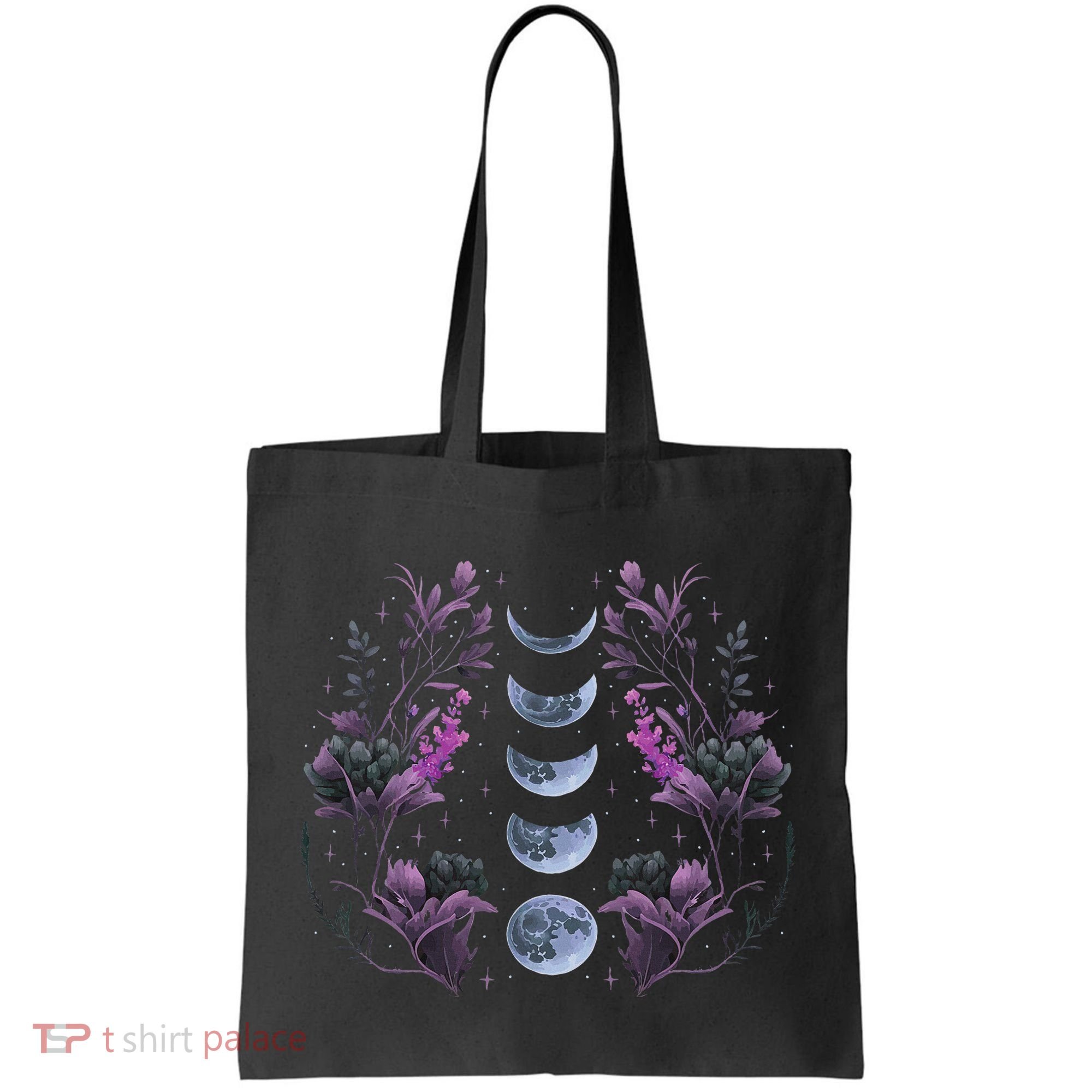 Celestial Moon Phase Boho Wildflowers Zodiac Witchcore Tote Bag
