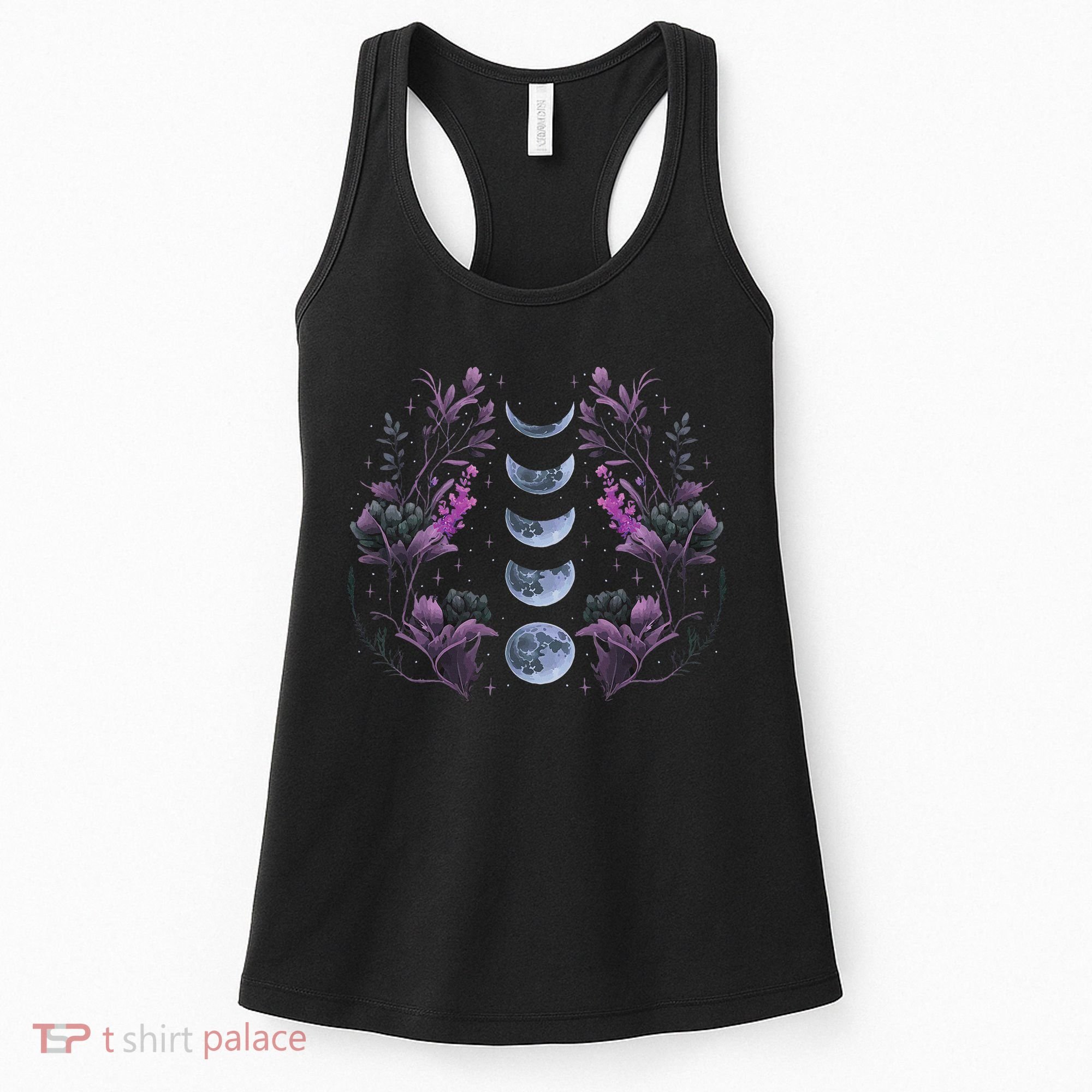 Celestial Moon Phase Boho Wildflowers Zodiac Witchcore Women's Tank Top
