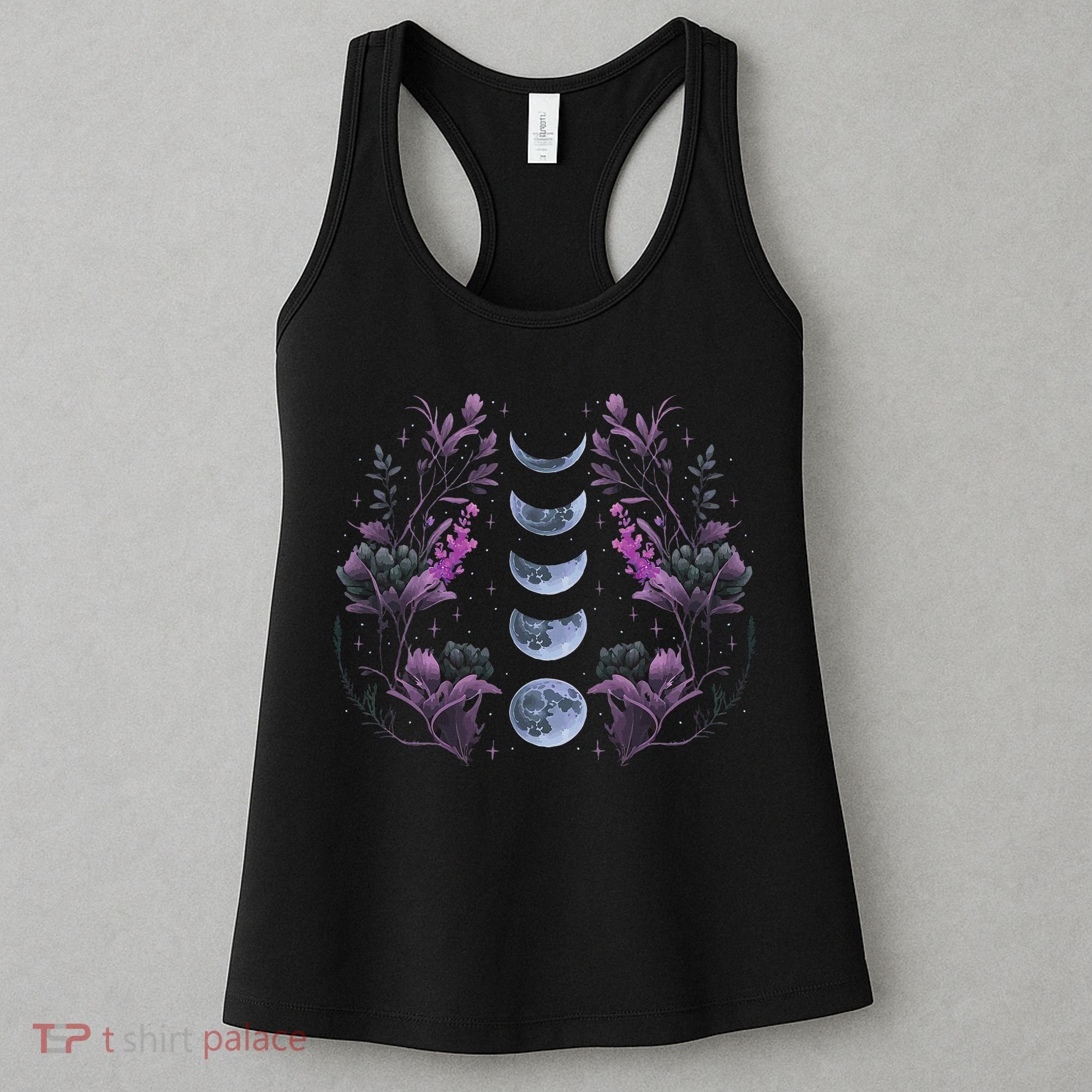 Celestial Moon Phase Boho Wildflowers Zodiac Witchcore Women's Tank Top