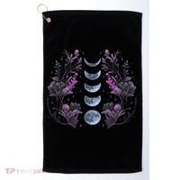 Celestial Moon Phase Boho Wildflowers Zodiac Witchcore Golf Towel thumb 0
