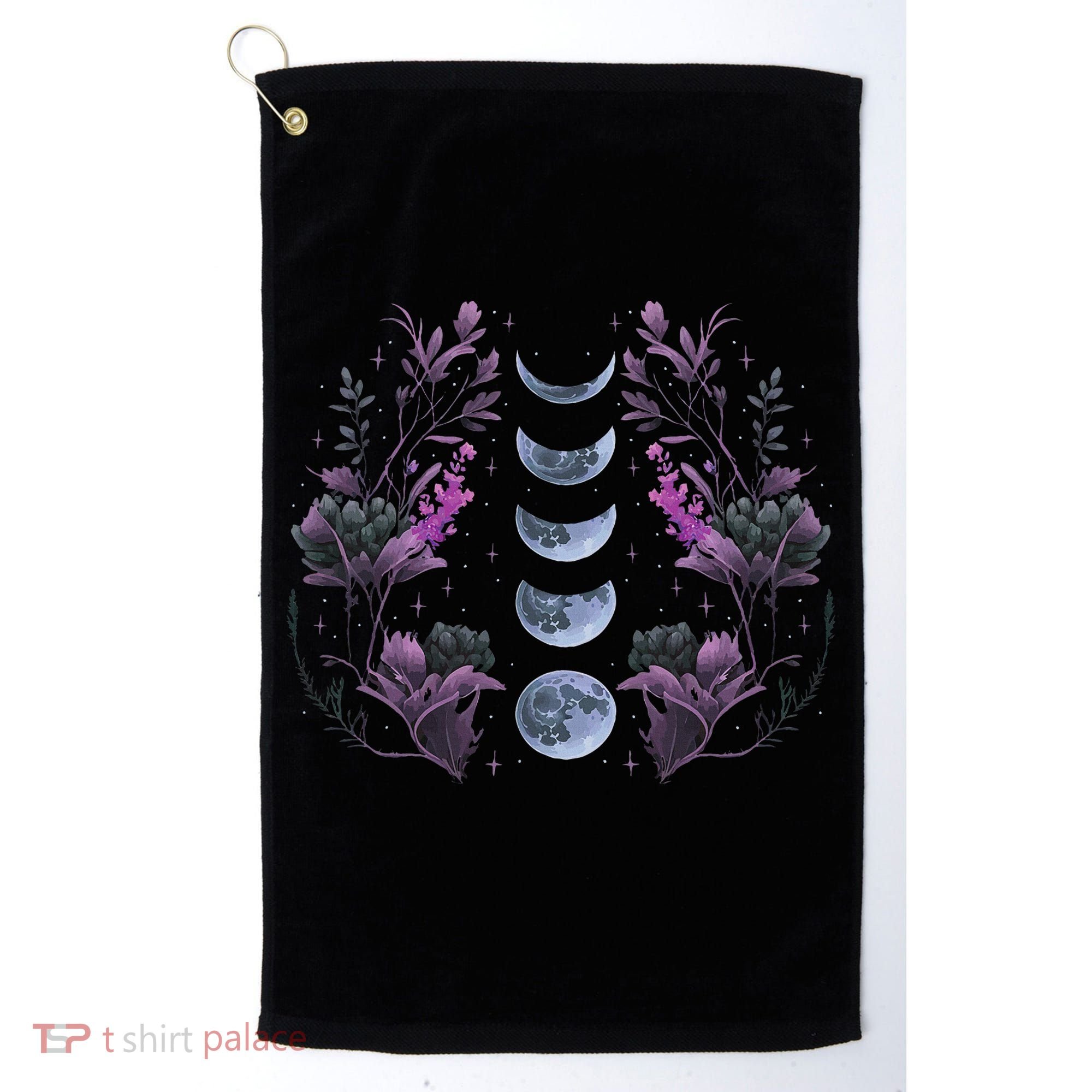 Celestial Moon Phase Boho Wildflowers Zodiac Witchcore Golf Towel