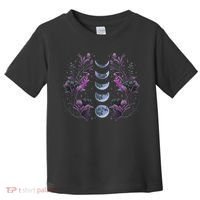 Celestial Moon Phase Boho Wildflowers Zodiac Witchcore Toddler T-Shirt thumb 0