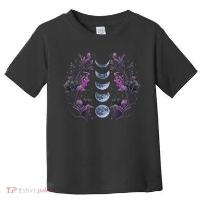 Celestial Moon Phase Boho Wildflowers Zodiac Witchcore Toddler T-Shirt