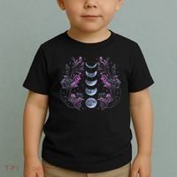 Celestial Moon Phase Boho Wildflowers Zodiac Witchcore Toddler T-Shirt thumb 2