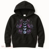 Celestial Moon Phase Boho Wildflowers Zodiac Witchcore Kids Hoodie thumb 0