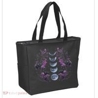 Celestial Moon Phase Boho Wildflowers Zodiac Witchcore Tote Bag thumb 2
