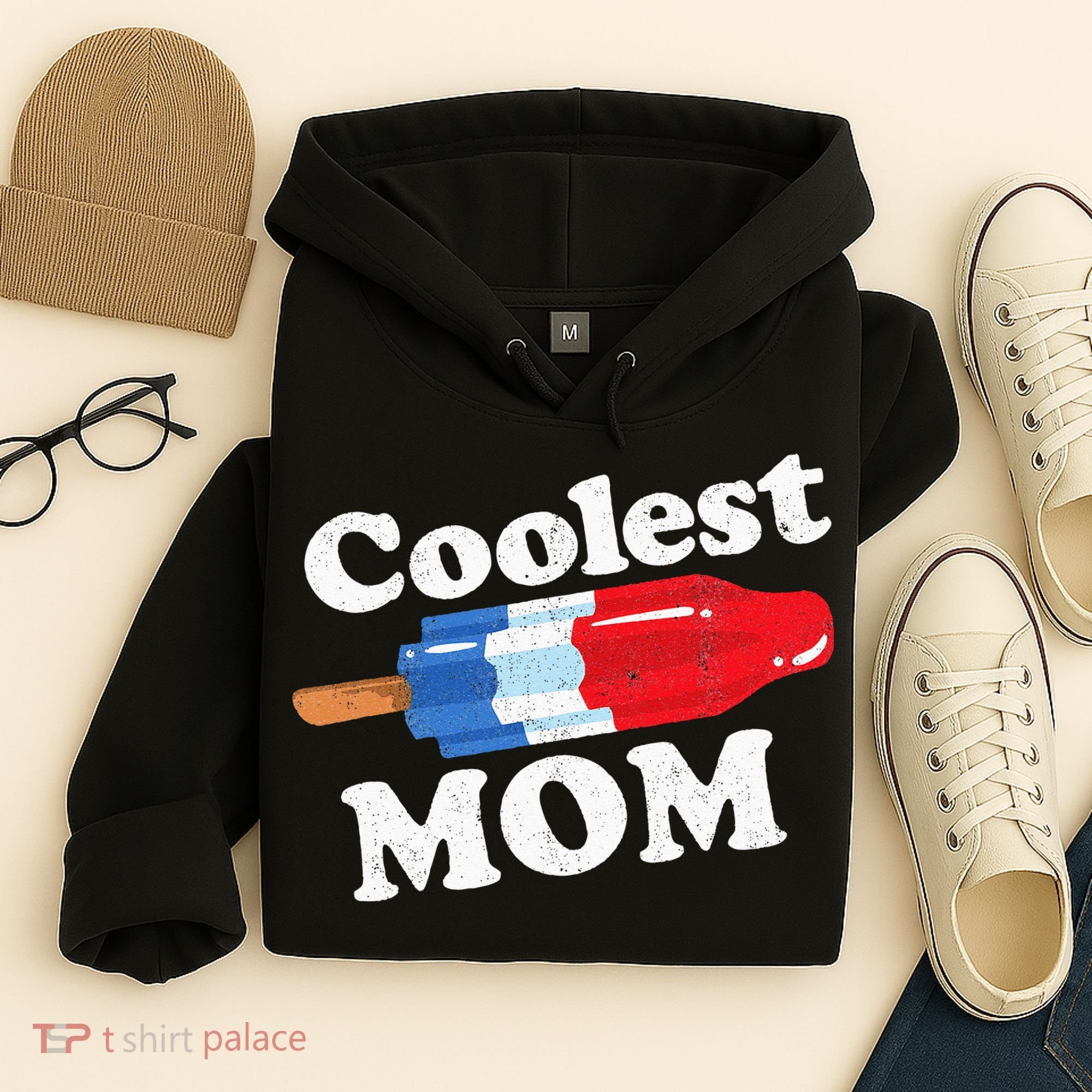Coolest Mom Popsicle Funny Bomb Retro 80s Pop Mothers Gift Hoodie