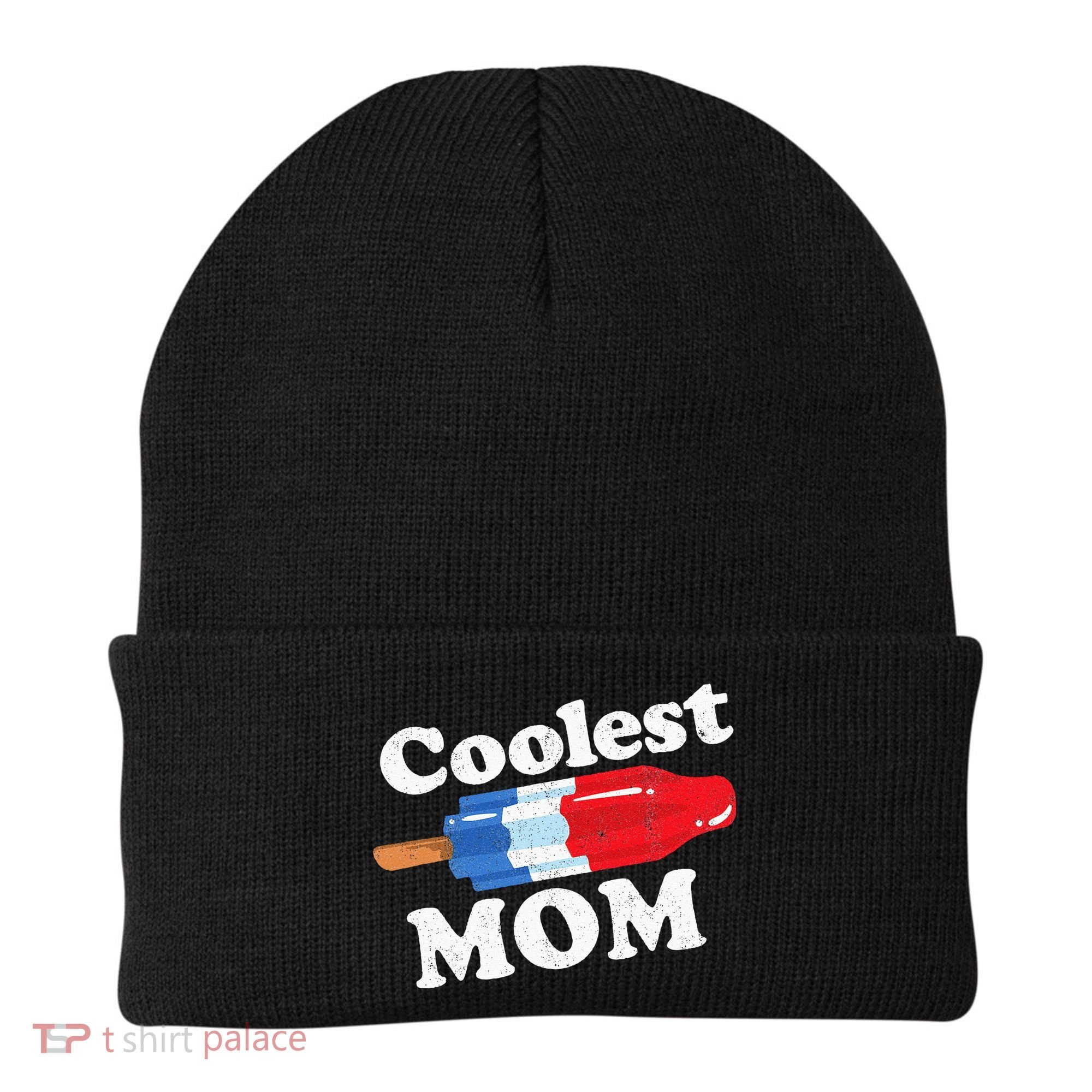Coolest Mom Popsicle Funny Bomb Retro 80s Pop Mothers Gift Beanie