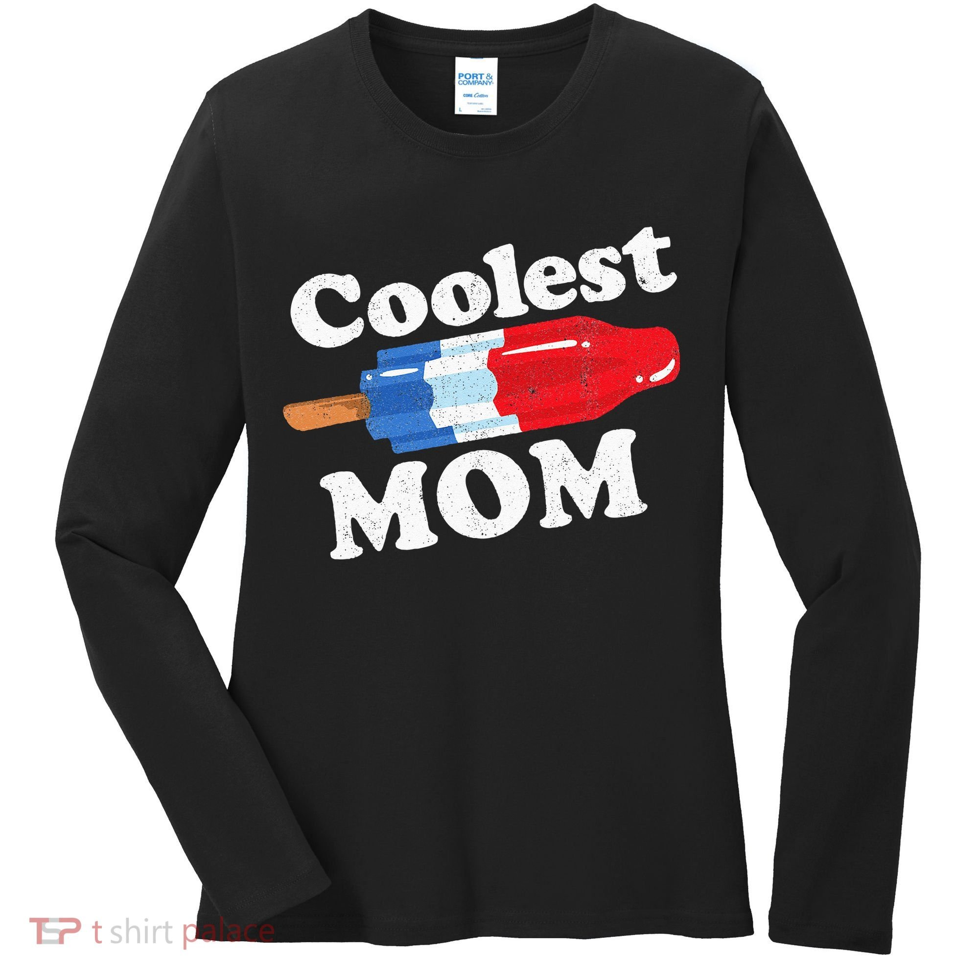 Coolest Mom Popsicle Funny Bomb Retro 80s Pop Mothers Gift Women's Long Sleeve Shirt