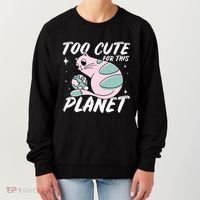 Cat Mom Puns Too Cute For This Planet Earth Astronomy Lover Gift Women's Sweatshirt thumb 0