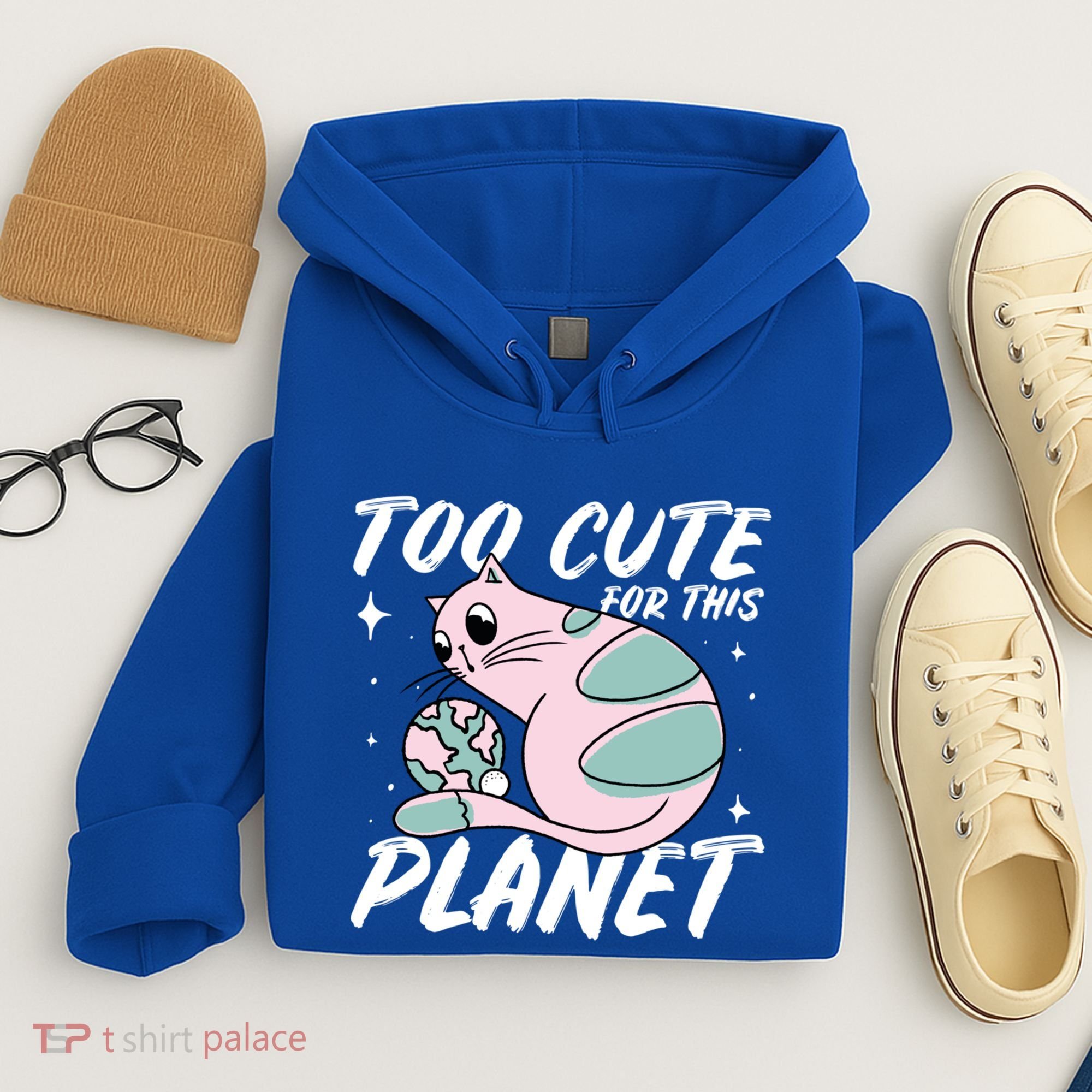Cat Mom Puns Too Cute For This Planet Earth Astronomy Lover Gift Hoodie