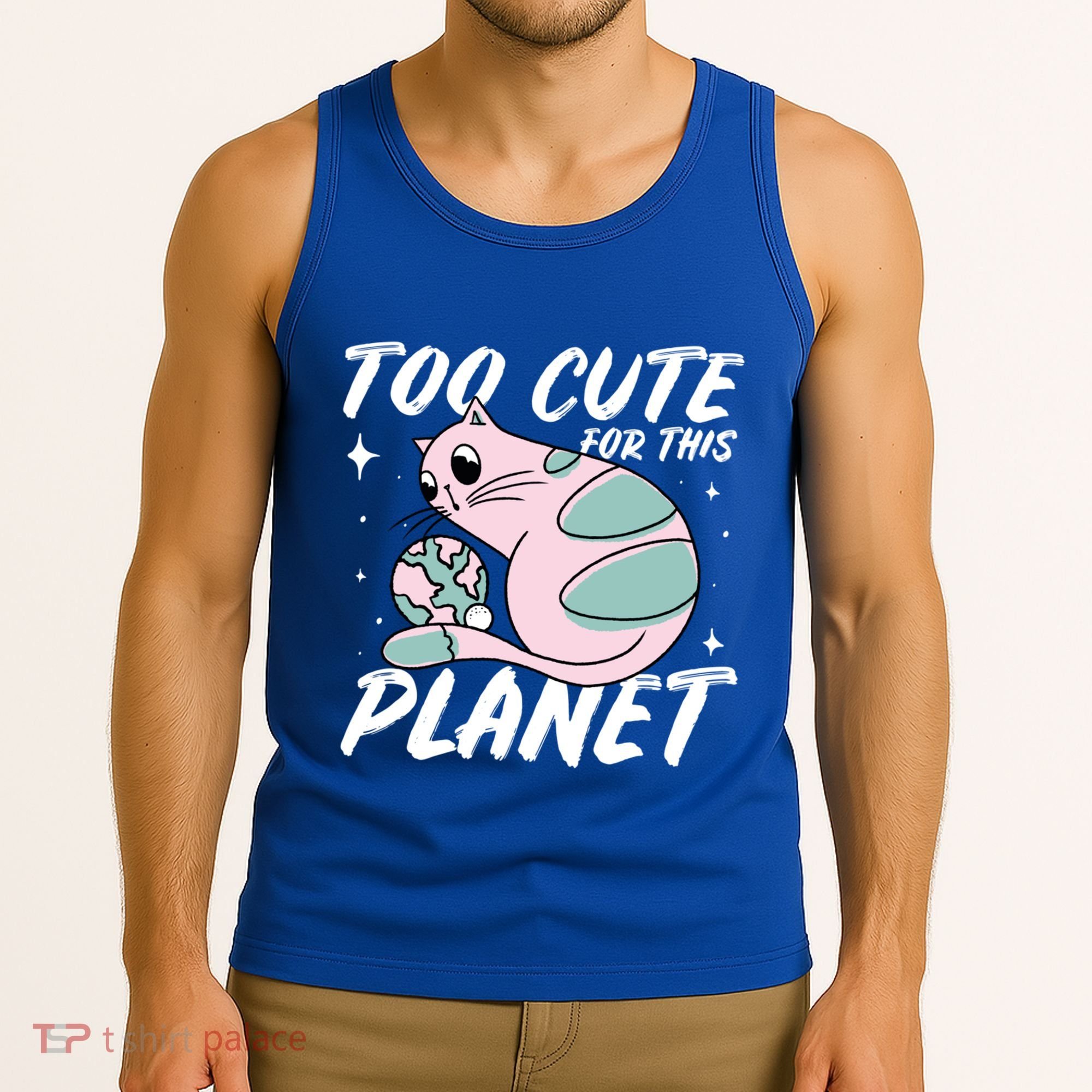 Cat Mom Puns Too Cute For This Planet Earth Astronomy Lover Gift Tank Top