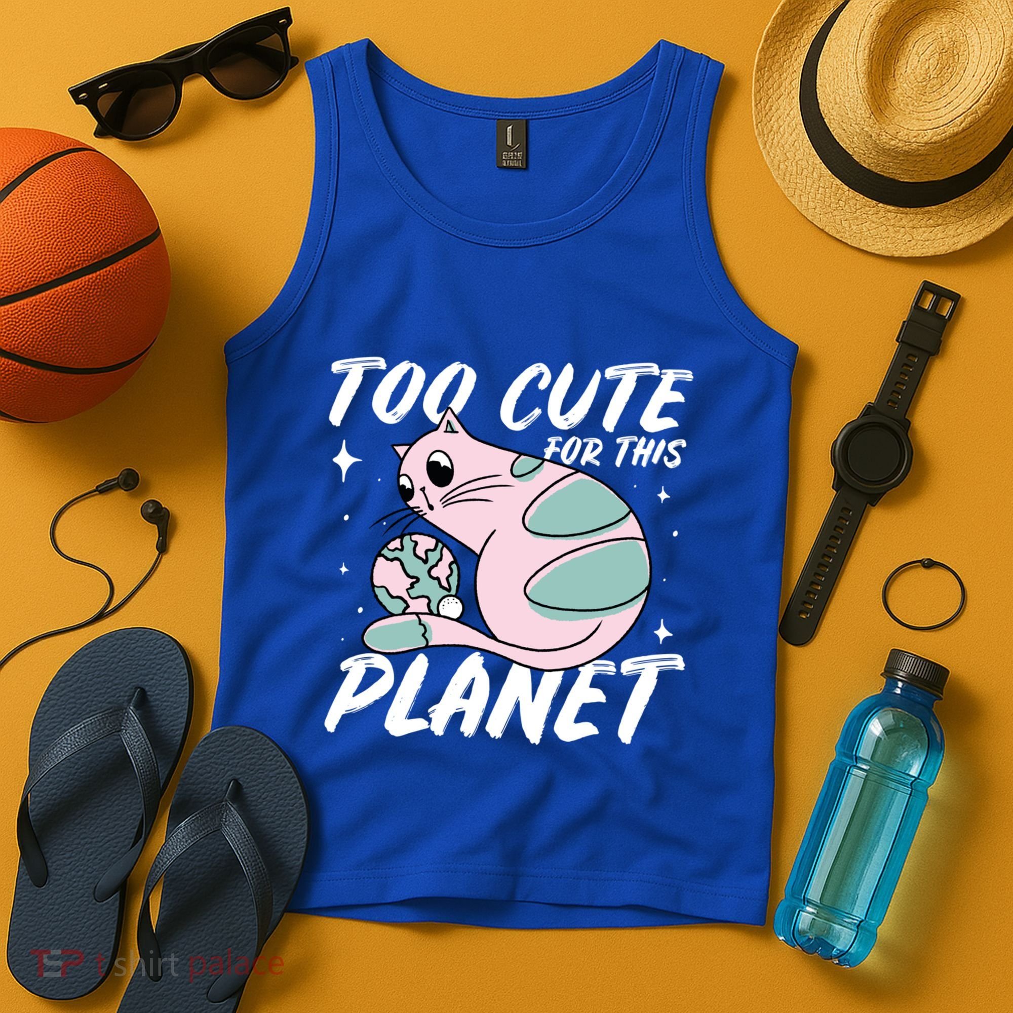 Cat Mom Puns Too Cute For This Planet Earth Astronomy Lover Gift Tank Top