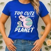 Cat Mom Puns Too Cute For This Planet Earth Astronomy Lover Gift Women's T-Shirt thumb 2